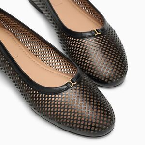 Chloe Marcie Black Perforated Leather Ballerina